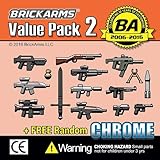 BrickArms Value Pack #2 -15 pieces Plus Random Chrome Weapon for Minifigures
