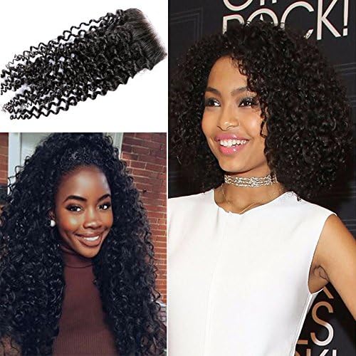 Shirley Hair 7A Lace Closure Bleached Knots Mongolian Afro Kinky Curly Human Hair 4x4 Lace Closure Free Middle 3 Part Kiny Curly Lace Closure