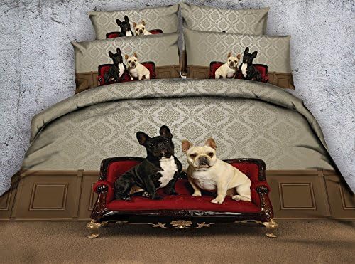 Sofa Bulldogs 3D Printed Fabric Cotton Bedding Sets Twin Full Queen King Cal King Size Duvet Covers Pillow Shams Animal (Twin)