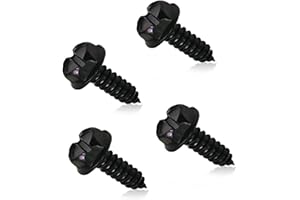gunhunt 4 PCS License Plate Screw Kit, 304 Stainless Steel Bolts Fasteners, Hexagon Head Screw, Universal for Front Rear License Plates & License Plate Frame Covers of Cars, Trucks SUVs (Black)