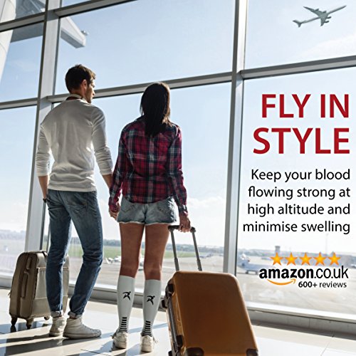 Rymora Compression Socks for Men & Women [Cushioned] [One Pair] [White] [Small] – Pro Stockings Support for Running, Nurse, Flight Travel, Diabetic, Varicose Veins, Circulation, Maternity, Nursing - Thumbnail 6