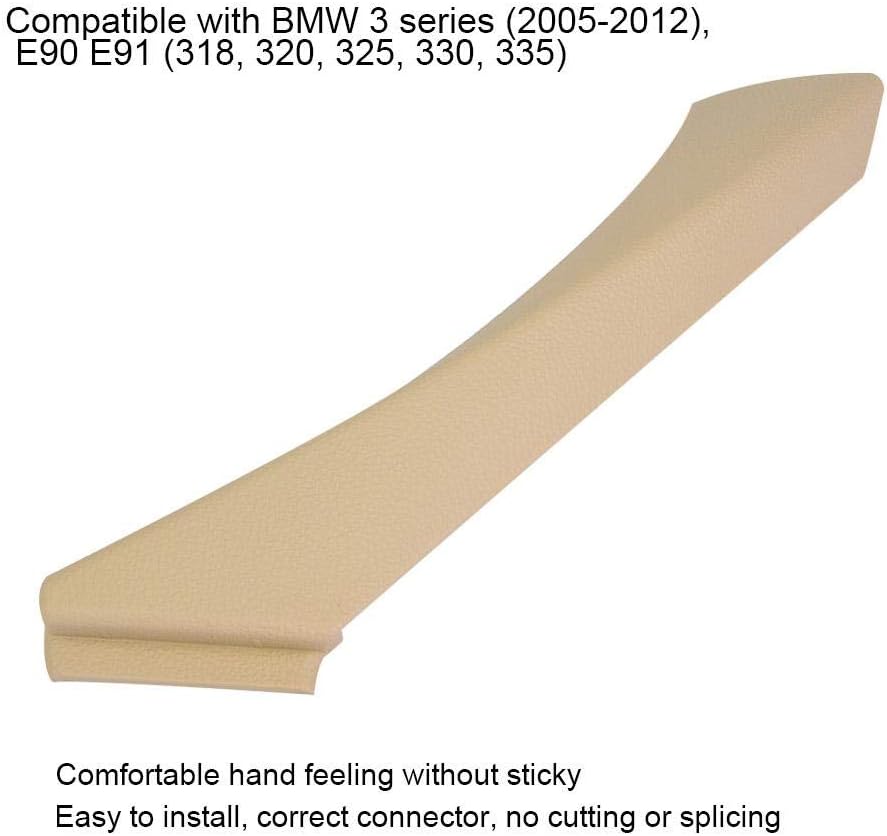 The Alley - Car Inner Handle Left Interior Door Panel Pull Trim Cover for BMW 3 Series Gray Beige Black Interior Door Handle (Beige)