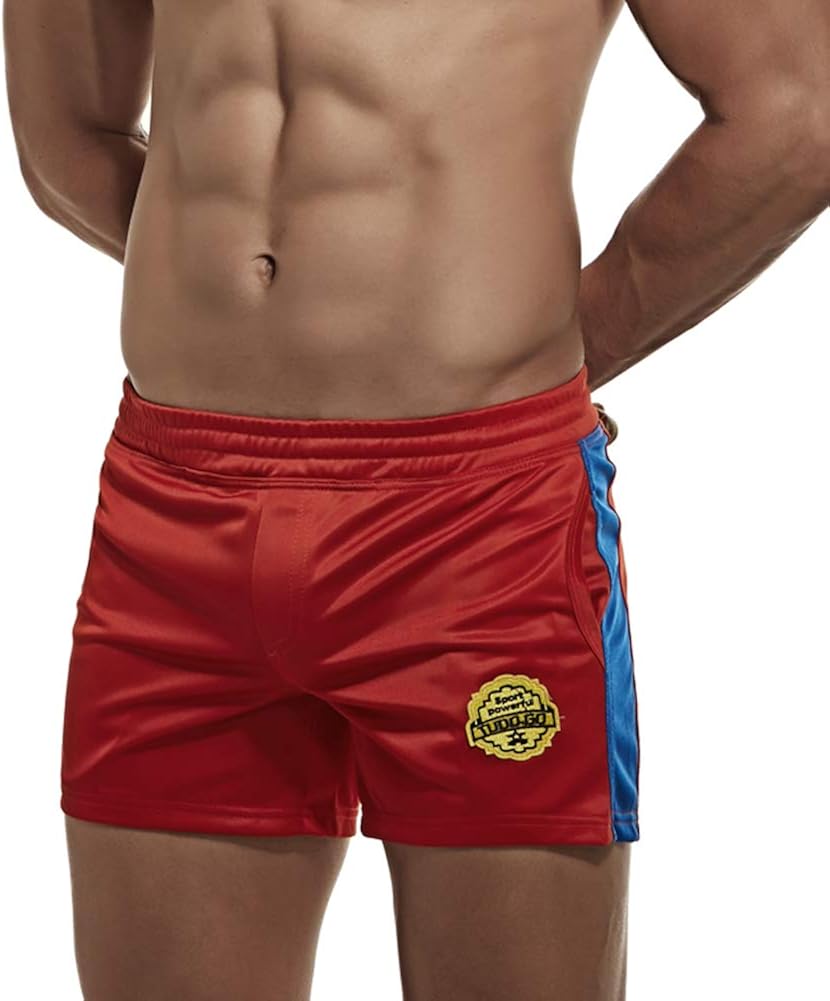 low rise mens workout shorts