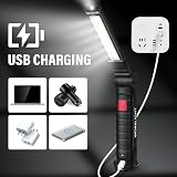 FIBRAVE Rechargeable LED Work Light Magnetic Base 5 Modes Torch (2 Pack Black) view 4