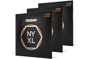 D'Addario Electric Guitar Strings, NYXL Nickel Plated, NYXL1046-3P, Regular Light Gauge 10-46, 6-String Set, Pack of 3