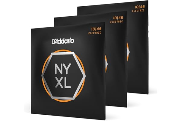D'Addario Electric Guitar Strings, NYXL Nickel Plated, NYXL1046-3P, Regular Light Gauge 10-46, 6-String Set, Pack of 3