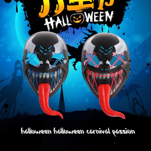 TOUTSEUL Men Women LED Masquerade Mask Cosplay Halloween Party Night Club Costume with Venom Design Light UP MASK (Red)