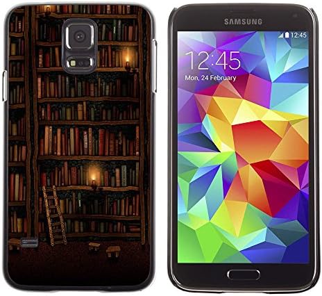 LASTONE PHONE CASE / Slim Protector Hard Shell Cover Case for Samsung Galaxy S5 SM-G900 / Bookshelf Library Wall Ladder Art Design