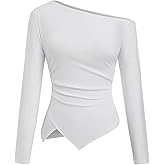 CIDER Women's Asymmetrical Long Sleeve Top Stylish Off Shoulder Blouse