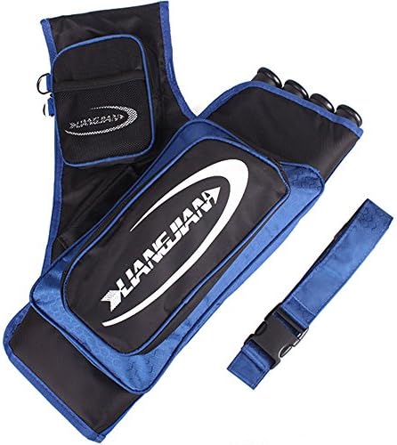 Krayney 4-Tubes Hip Quiver Waist Hanged Camouflage Arrow Archery Carry Bag with Pockets Adjustable Belt (Blue)