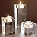 Le Sens Amazing Home Candle Holders Set of 3, 2.3/3.9/5.5 inches Elegant Heavy Crystal Cuboid Tealight Holder Clear Square Glass Candle Holder Centerpiece and Home Decoration