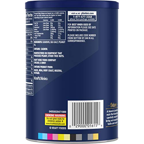 3 Planters+Deluxe+Whole+Cashew+Nuts