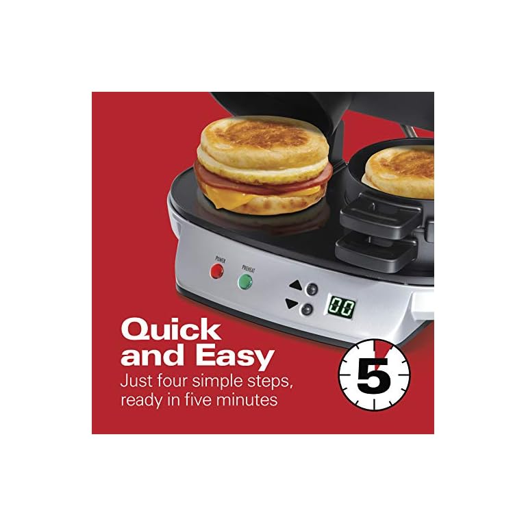 Hamilton Beach Dual Breakfast Sandwich Maker with Timer, Silver (25490A) Fenzykart
