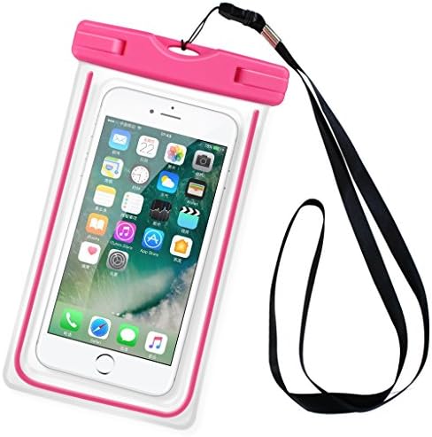 MiniKIKI Universal Waterproof Bag for iPhone7plus Transparent Seal 6 Inch Mobile Phone Cash Passport Bank Card Available-Pink