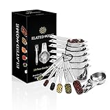 Measuring Cups and Spoons Set Includes 6 Measuring Spoons and 7 Measuring Cups in 18/8 Stainless Steel by Elated Home