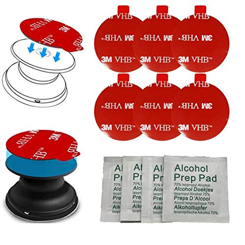 6 Pack 3M Sticky Adhesive Replacement Parts for Socket Base, 1.38 Inch Circle Double Sided VHB Sticker Pads for Car Magnetic Phone Holder