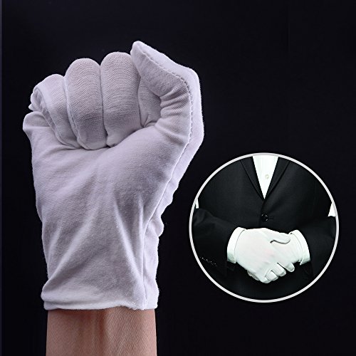 Zealor 16 Pairs White Cotton Gloves for Cosmetic Moisturizing Coin