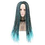 Yuehong Green Long Braided Adult Box Braid Wig Synthetic Braided Wigs For Women