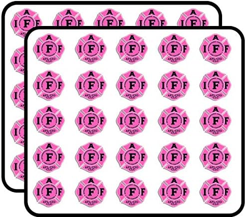 Pink & LT Pink Maltese Shaped IAFF AFL CIO (fire Firefighter Logo) Sticker for Scrapbooking, Calendars, Arts, Kids DIY Crafts, Album, Bullet Journals