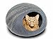 MEOWFIA Premium Felt Cat Bed Cave - Handmade 100% Merino Wool Bed for Cats and Kittens (Dark Shades) (Large, Slate Grey)