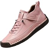 Barevita 2026 Upgrade Women's Handmade Leather Breathable Slip-On Boots for Walking, Comfortable Adjustable Lightweight Non-Slip Soft High Top Casual Loafers for Shopping Travel