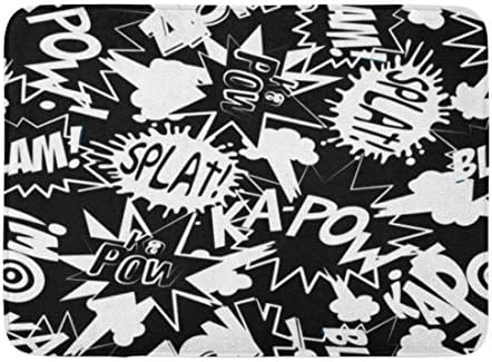 Kuytresdf Doormats Bath Rugs Outdoor/Indoor Door Mat Black Comic Book Action Words in White Blackandwhite Blam Blast Bathroom Decor Rug 16" x 24"