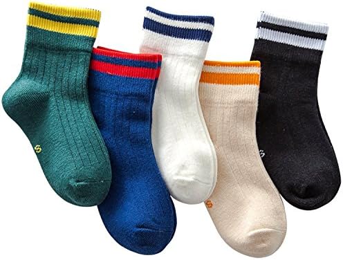 PenGreat Kids Toddler Big Little Boys Cotton Crew Seamless Socks-5 Pairs