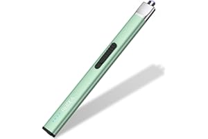 REIDEA Electric Lighter R1 Flat Candle Lighter, Windproof Flameless USB Rechargeable Arc Lighter with Safe Button and Power Indicator for Candle, BBQ and Fireworks, Mint Green