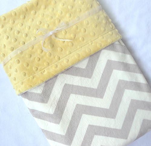 Baby Blanket - Unisex Baby Blanket - Chevron Baby Blanket - Minky Baby Blanket - Gray Chevron Baby Blanket - Yellow Minky Blanket