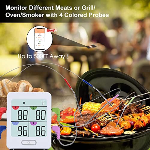AIKSENT Bluetooth Meat Thermometer with Four Probes, Digital Food