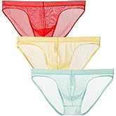 COMLIFE Mens Transparent Mesh Triangle Briefs Underwear See Through Bulge Pouch Underpants Brief