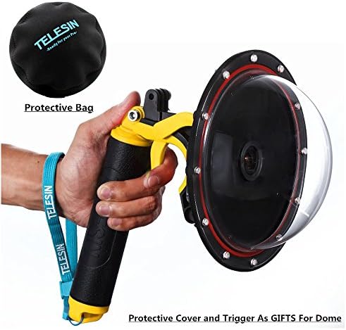 Vicdozia Dome Port Lens Housing Diving Case Underwater Photography For GoPro Hero 4, Hero 3+, Hero 3 with Pistol Trigger and Hand Floating Grip