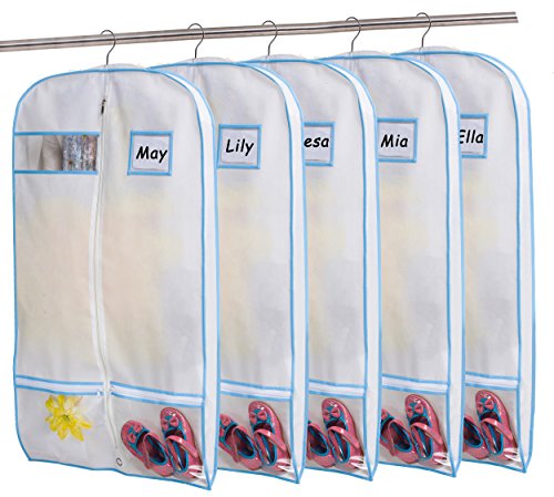 Kimbora 40" Travel Dance/Dress Costume Garment Bag with Clear Square ID Window Pocket and Accessories & Shoes Zipper Pocket (White) - Thumbnail 6