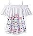 Amy Byer Girls' Big Smocked Off Shoulder Embroidered Top
