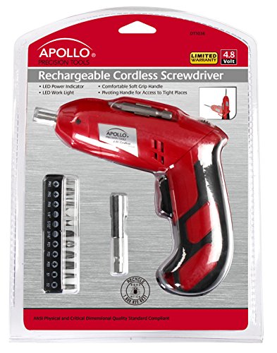 Apollo Precision Tools DT1036, Cordless Rechargeable Screwdriver, 4.8V, Red - Thumbnail 2