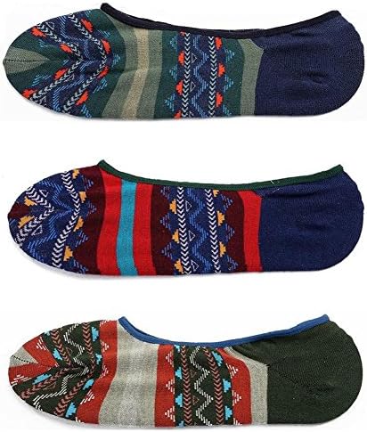 Ziye Shop Pack of 3 Mens Vintage Style Novelty Patterned Invisible Socks