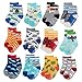 ShoppeWatch 12 Pairs Baby Toddler Socks with Grips | Anti Slip Non Skid Grippy Bottoms | 2T and 3T Crew Gripper Socks | For Kids Infant Babies Boys BBSK14B