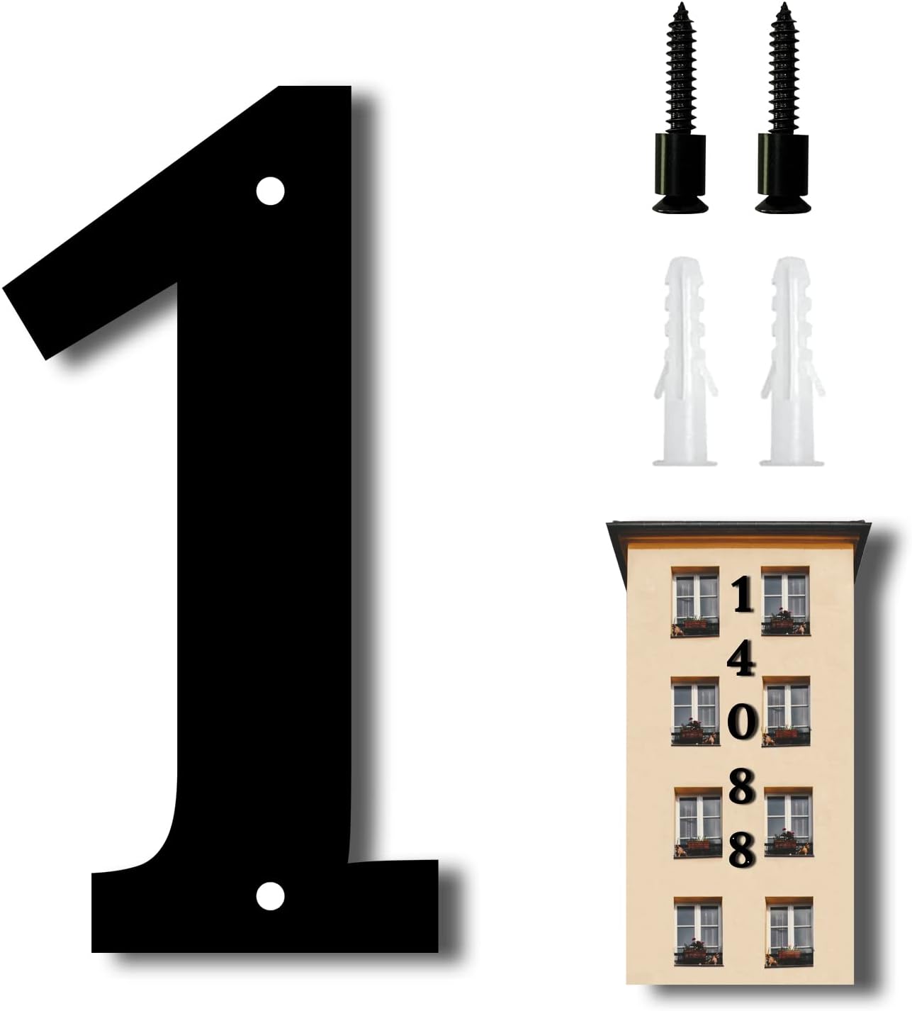 Address Signs - 10.6 Inch Metal Floating Large House Numbers, Outside Black Modern House Numbers Anti-Rust Weather-Resistant 3D Metal House Number Decorative Address Signs Decor for Door Garden Mailbox (7)