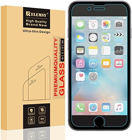 iPhone6/iPhone6s Screen Protector, [2-Pack] ELEMSY 99.9% HD 2.5D 9H Premium Tempered Glass Screen Protector for iPhone6/iPhone6s (4.7 inch only) [3D Touch Compatible]