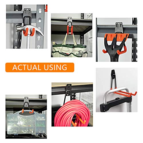 Garage Storage Utility Double Hooks, WOHOME 8-Pack Heavy Duty Wall Hooks for Organizing Power Tools, Ladders, Bulk Items, Bikes, Ropes and More