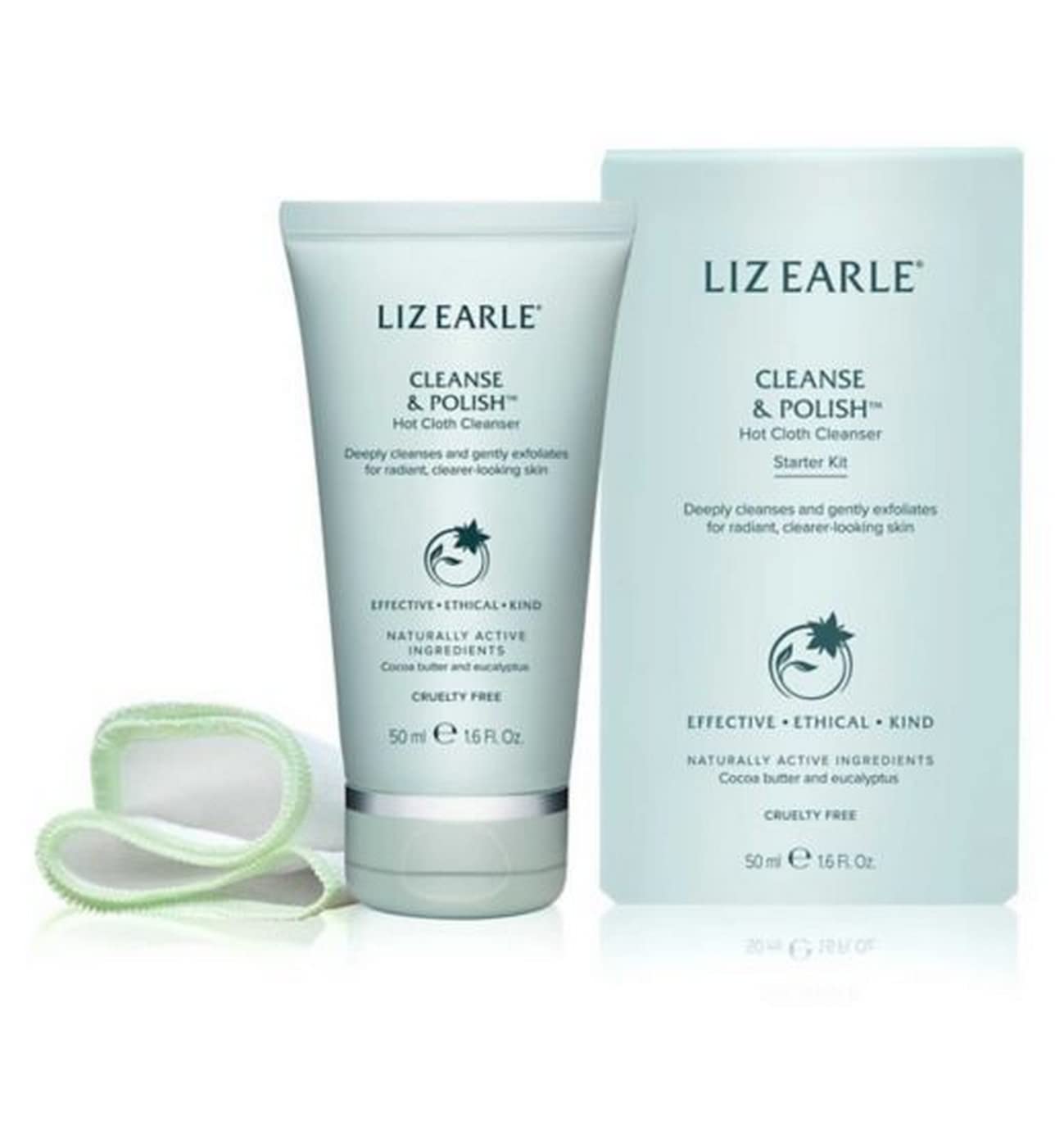 Liz Earle Cleanse and Polish Hot Cloth Cleanser 50ml With One Pure Cotton Cloth