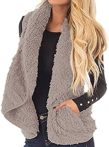 Quistal Women Clothes Clearance! Womens Teen Girls Shaggy Sleeveless Faux Fur Vest Open Front Faux Fur Coat Waistcoat Jacket