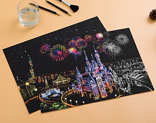 image for C-pop Scratch Art Paper DIY Night View Scratchboard for Adult and Kids