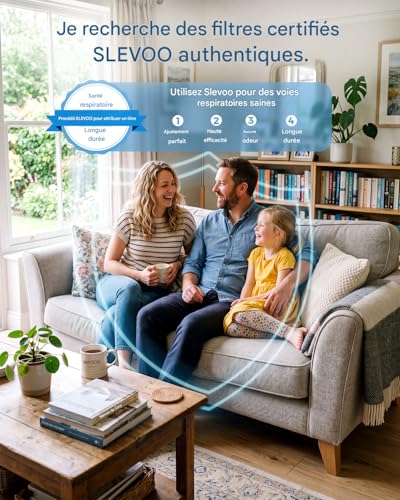 Slevoo Air Purifier For Large Home Room, Genuine H13 HEPA Filter And 3 Pre-Filters For Bedroom, Office, Living Room, Covers Up To 1991.3 Sq.FT, CADR 326 M³/h, Dark Black