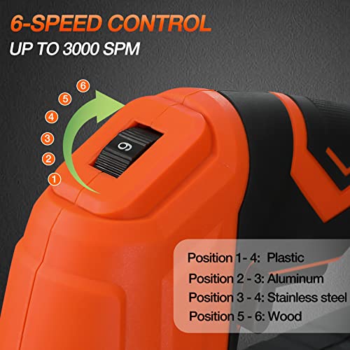 ValueMax Jig Saw, 5.0AMP Jigsaw Tool Kit with 6 Variable Speeds, 4-Position Orbital Setting, ±45° Bevel, Dust Blower and 6PCS Blades, 800-3000SPM, Corded Jigsaw for Wood, Metal and Plastic Cutting