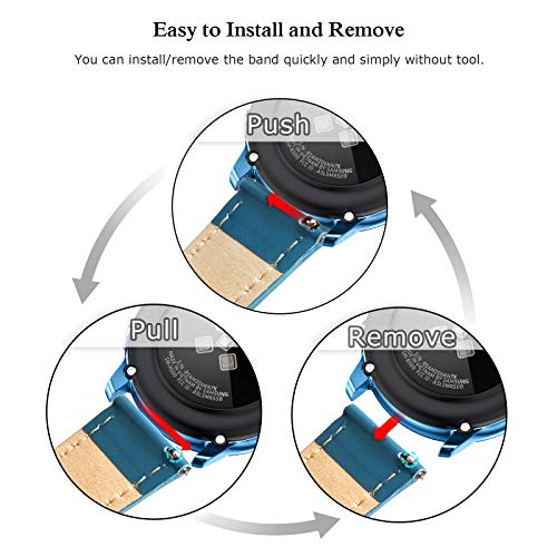 SWEES Leather Band Compatible Samsung Galaxy Watch Active 40mm Band, 20mm Genuine Leather Replacement Bands with Quick Release Pins for Galaxy Watch Active 2 Smart Watch 2019 Women Men, Blue