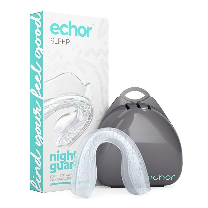 Echor Night Guard for Teeth Grinding and Clenching, Dental Mouth Guard - Anti-Bacterial Clear Re-mouldable Nighttime Gum Shield for Sleep - Includes 2 Sizes and Case