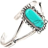 Cafurty Bella Bangle Adjustable Bracelet, Vintage Silver, Turquoise | Silver Plated, Alloy, For Women