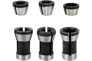 Saipe 6pcs High Precision Trimmer Collet Adapter 6mm 1/4" 8mm Router Bit Collet Chuck Clamping Adapter for Engraving Trimming Machine Electric Router Milling Cutter