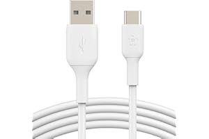 Belkin BoostCharge USB-C Cable (1M/3.3ft), USB-C to USB-A Cable, USB Type-C Cable for iPhone 16 Series, Samsung Galaxy S24, S24+, Note20, Pixel 7, Pixel 8, iPad Pro, Nintendo Switch, and More - White